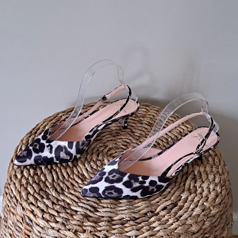 NWOT J.Crew Womens‎ Sophia Leopard Print Slingback Kitten 2.5